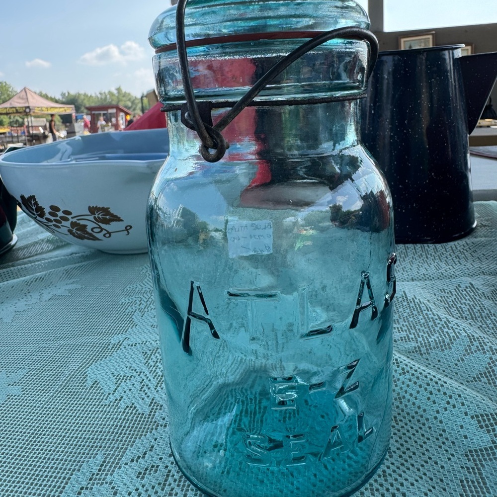 Atlas E-Z Seal Blue Glass Jar